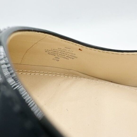 Marc Fisher Zala Black Patent Leather Poiinted Toe Pumps With Clear Acrylic Bloc - Picture 8 of 12